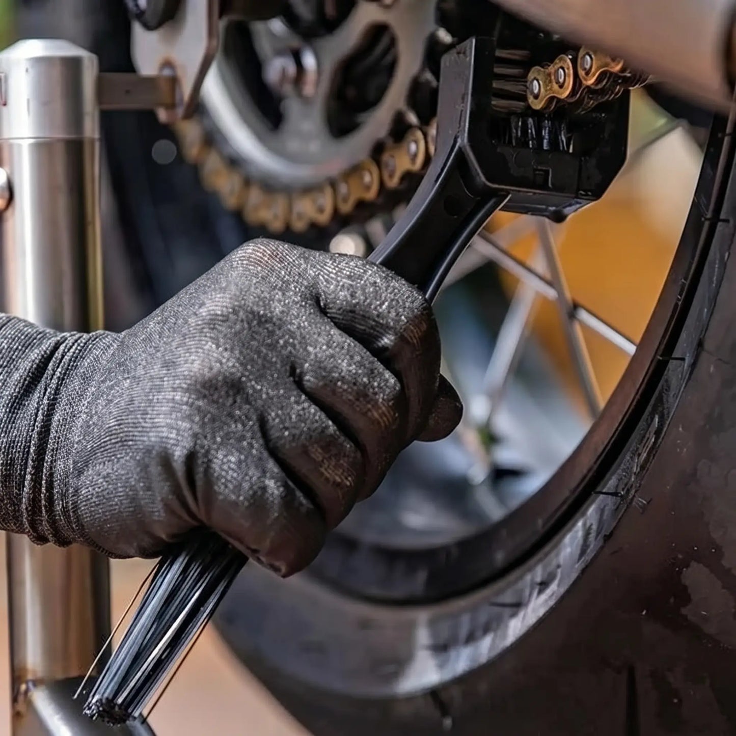 Panno Microfibra + Spazzola Pulizia Catena Moto